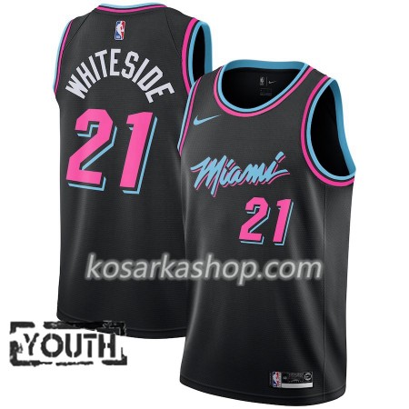 Dres Miami Heat Hassan Whiteside 21 Nike 2018-19 City Edition Crna Swingman - Dječji